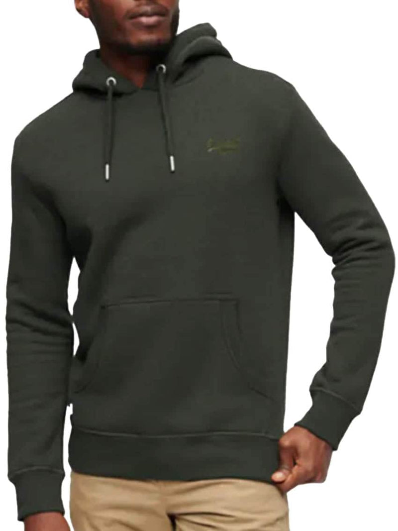 Superdry Mens Vintage Logo Essential Hoodie M2013110A Dark Olive Marl