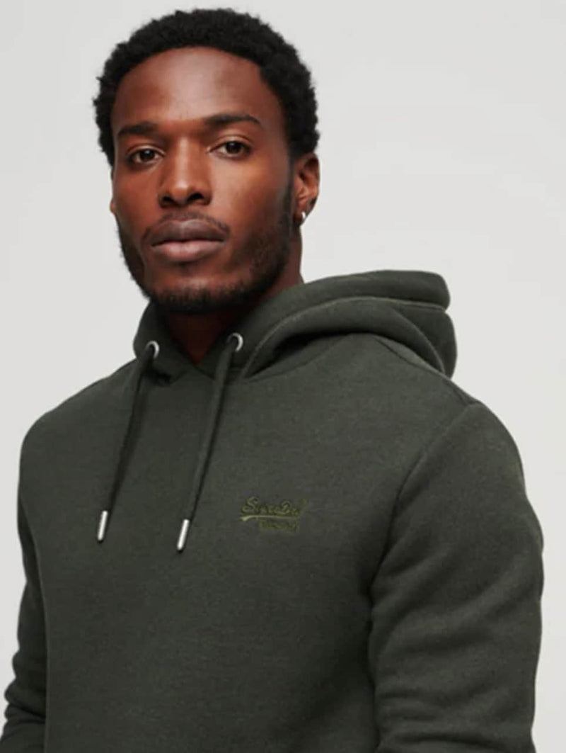 Superdry Mens Vintage Logo Essential Hoodie M2013110A Dark Olive Marl