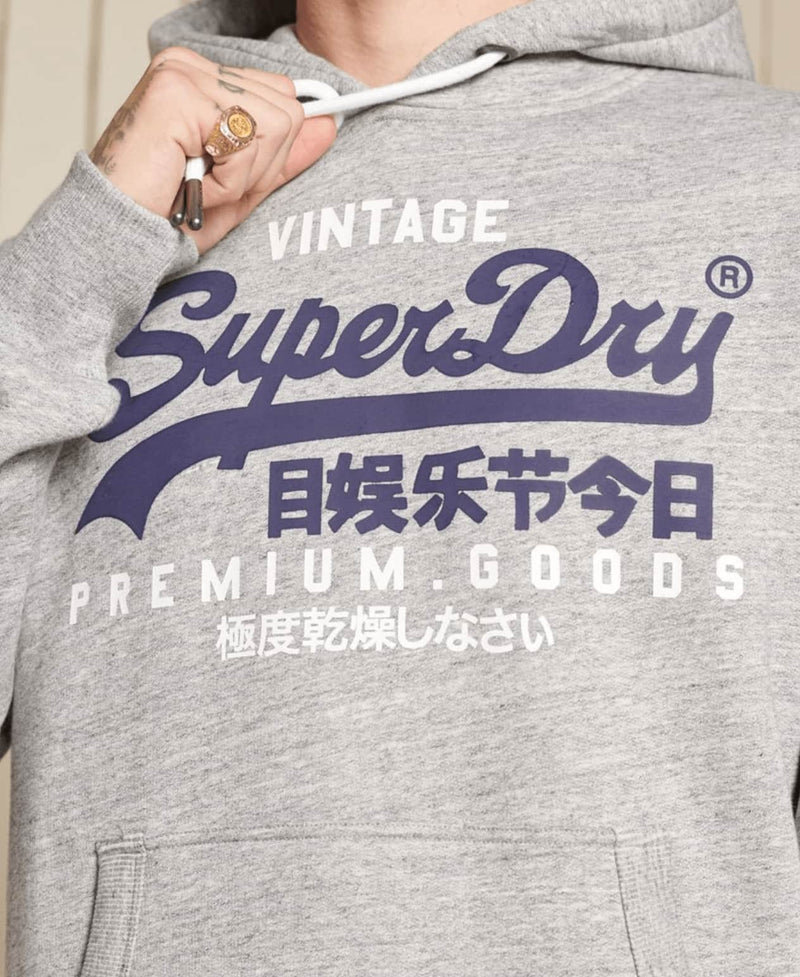 Superdry Vintage Logo NS Hoodie - Navy,Grey - Shirts & Tops
