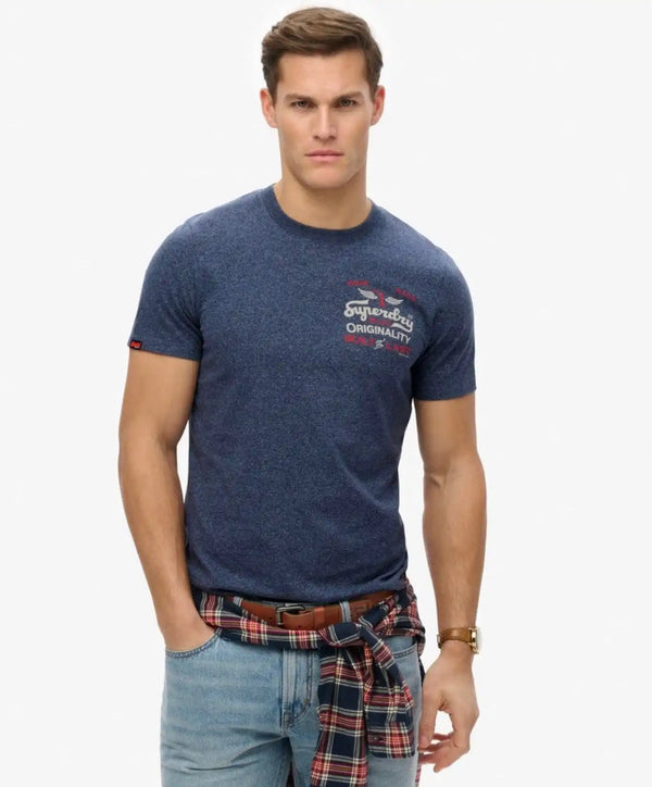 Superdry Mens Vintage Workwear Relaxed T-Shirt Blue Grit Northern