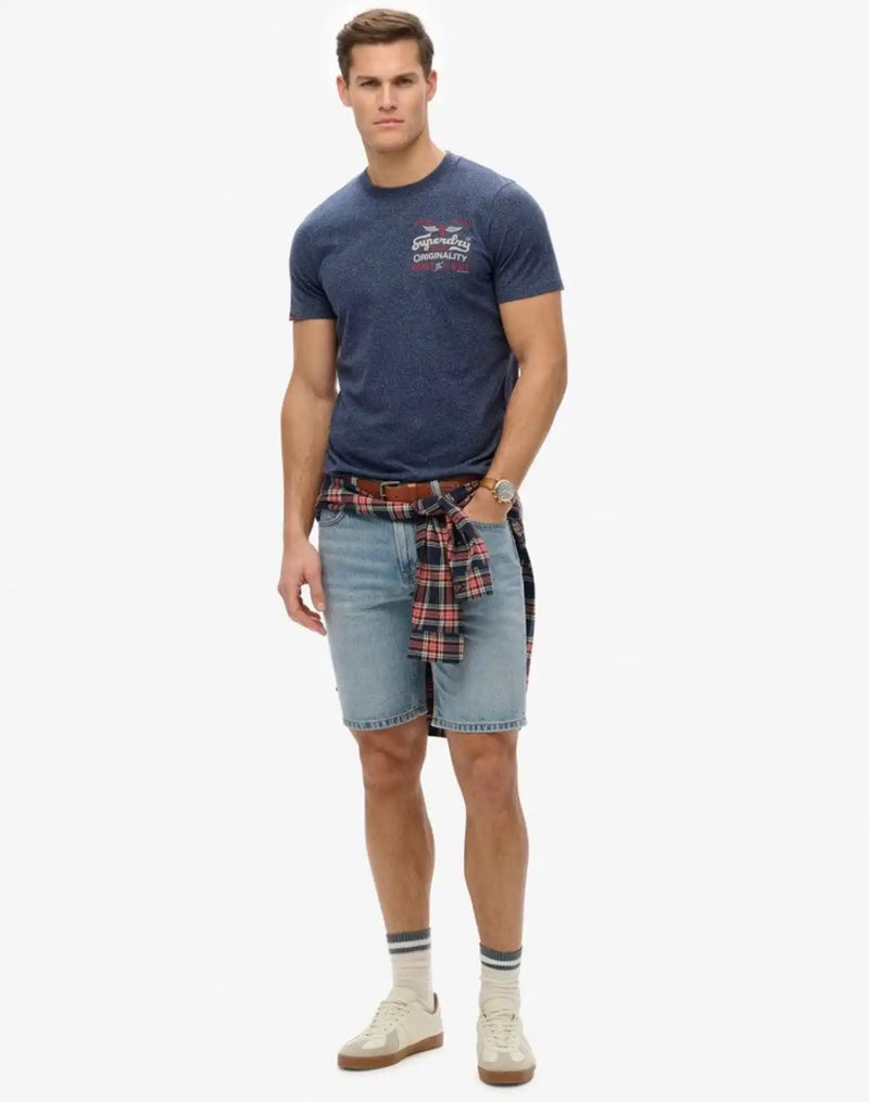Superdry Mens Vintage Workwear Relaxed T-Shirt Blue Grit Northern