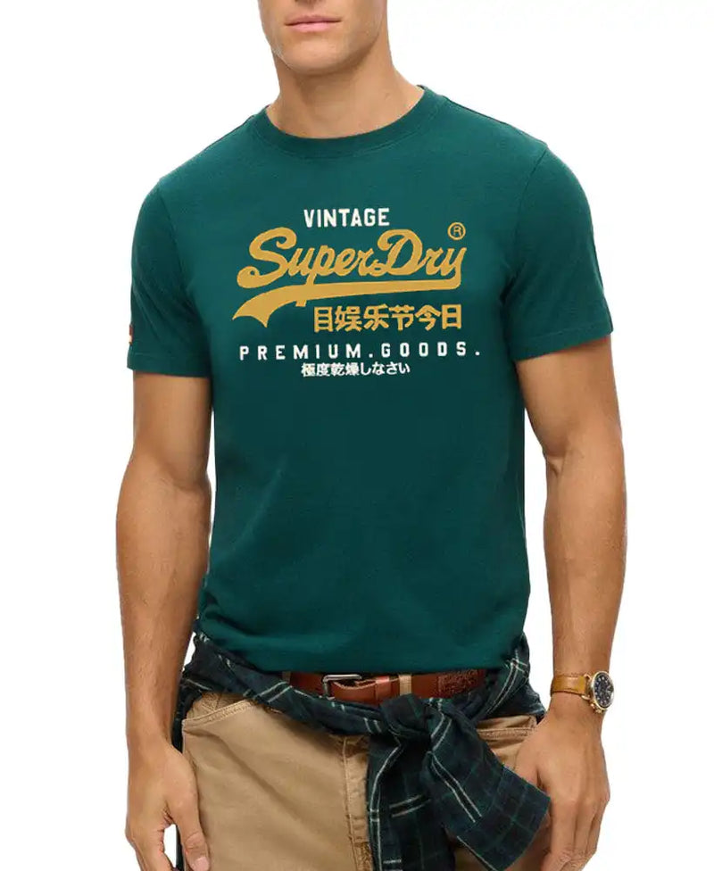 Superdry Mens VL Duo Logo T-Shirt Pine Green Northern Ireland Belfast