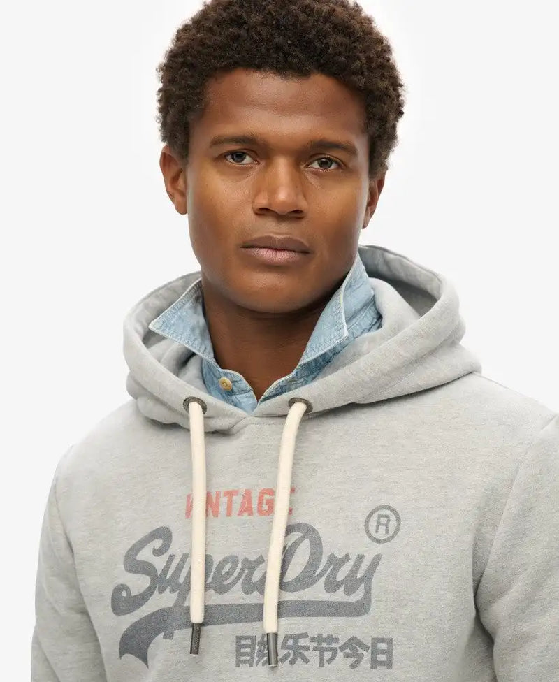 Superdry Mens VL Heritage Relaxed Hoodie College Grey Marl Northern