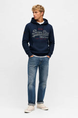 Superdry Mens VL Heritage Relaxed Hoodie Deep Sea Blue Northern