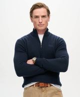 Superdry Mens Essential Embroidered Knit Half Zip Jumper Carbon Navy