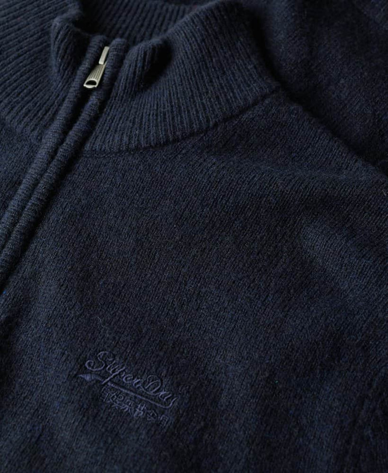 Superdry Mens Essential Embroidered Knit Half Zip Jumper Carbon Navy