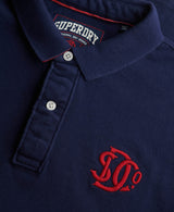 Superdry Pique Monogram Polo Shirt Deep Darkest Navy/Red Northern