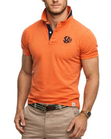 Superdry Pique Monogram Polo Shirt Denver Orange/Darkest Navy