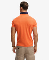 Superdry Pique Monogram Polo Shirt Denver Orange/Darkest Navy