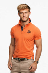 Superdry Pique Monogram Polo Shirt Denver Orange/Darkest Navy
