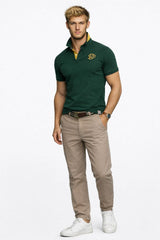 Superdry Pique Monogram Polo Shirt Enamel Green/Winter Gold Northern