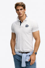 Superdry Pique Monogram Polo Shirt Optic/Darkest Navy Northern