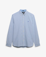 Superdry Preppy Oxford Long Sleeve Shirt Azure Blue Chalk Stripe