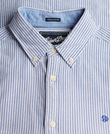 Superdry Preppy Oxford Long Sleeve Shirt Azure Blue Chalk Stripe