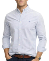 Superdry Preppy Oxford Long Sleeve Shirt Azure Blue Chalk Stripe