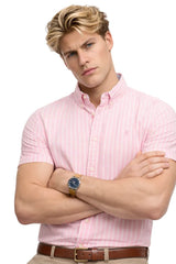 Superdry Preppy Oxford Short Sleeve Shirt Cali Coral Stripe Northern