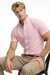 Superdry Preppy Oxford Short Sleeve Shirt Cali Coral Stripe Northern
