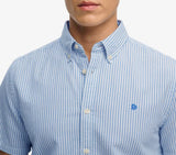 Superdry Preppy Oxford Short Sleeve Shirt Sky Blue Stripe Northern
