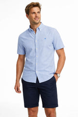 Superdry Preppy Oxford Short Sleeve Shirt Sky Blue Stripe Northern