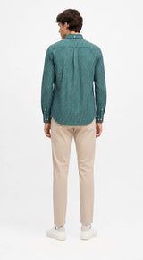 Superdry Preppy Poplin Men’s Long Sleeve Shirt Green Check Northern