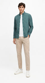 Superdry Preppy Poplin Men’s Long Sleeve Shirt Green Check Northern