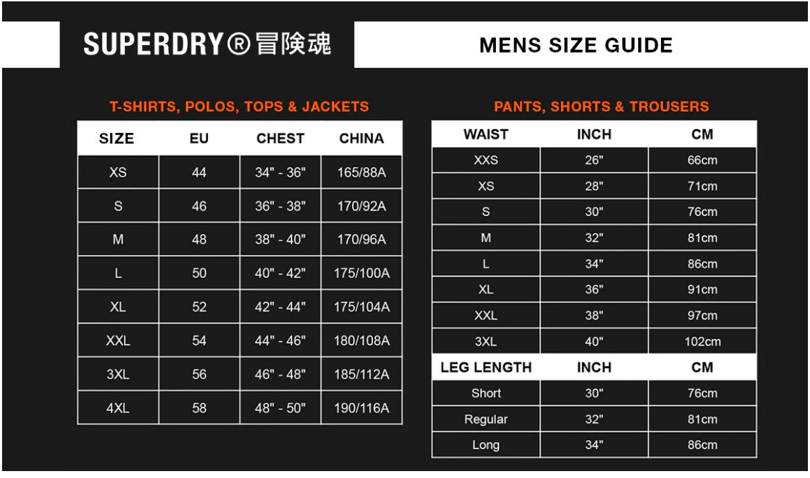 Superdry size chart