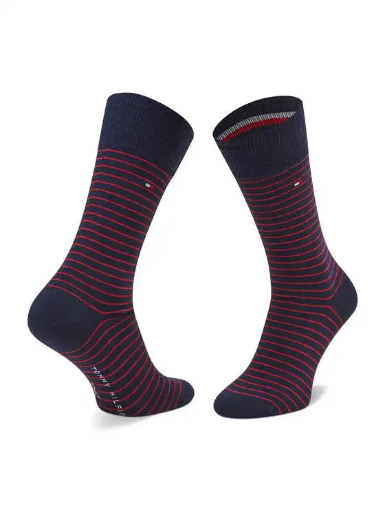 Tommy Hilfiger Mens 2 Pack Small Stripe Socks Red/Navy Northern