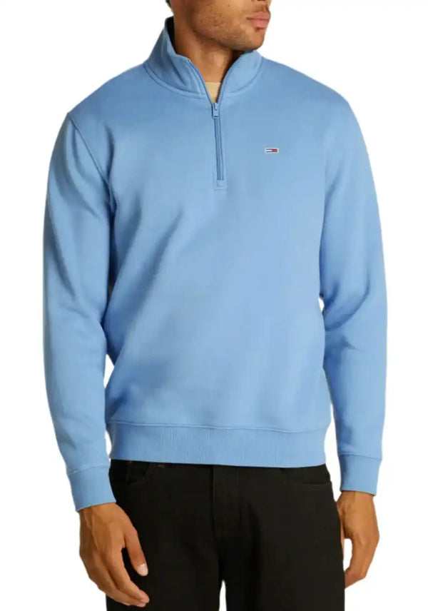 Tommy Jeans Mens 1/4 Zip Mock Neck Sweatshirt Colorado Blue Northern