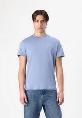 Tommy Jeans Mens Linear Chest Text T-Shirt Colorado Blue Northern