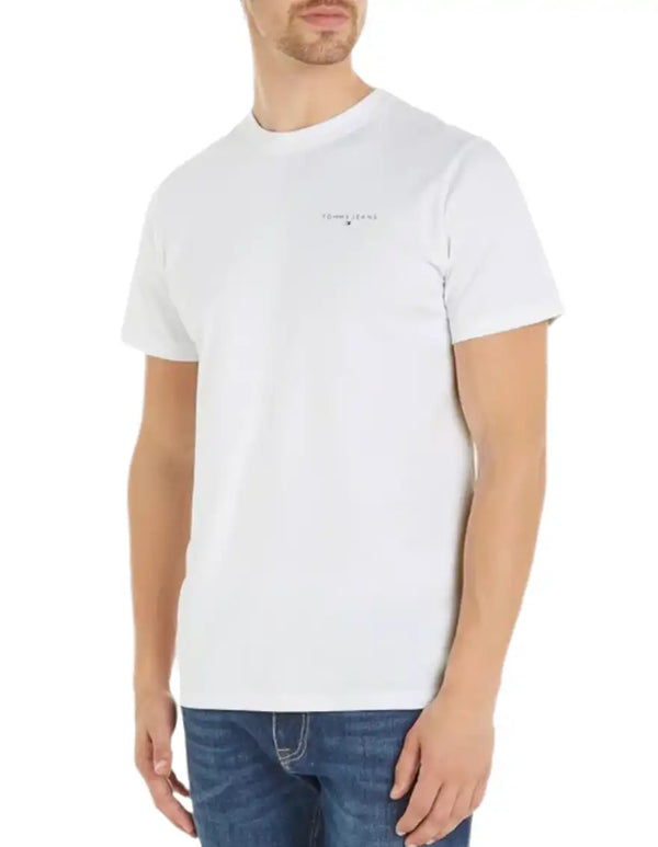 Tommy Jeans Mens Linear Chest Text T-Shirt Ecru White Northern