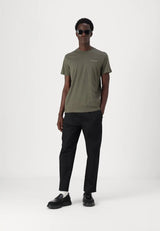 Tommy Jeans Mens Linear Chest Text T-Shirt Fatique Green Northern