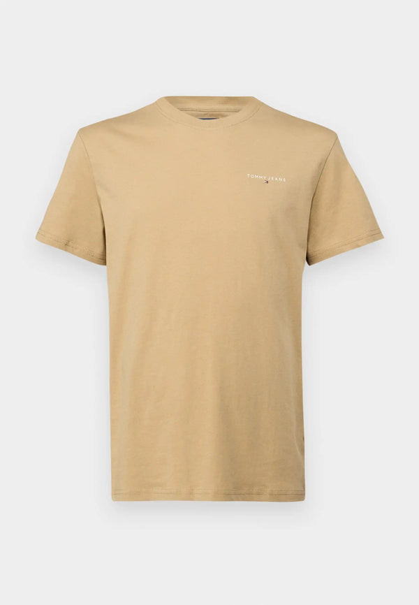 Tommy Jeans Mens Linear Chest Text T-Shirt Relic Tan Northern Ireland
