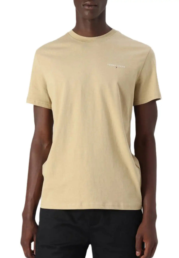 Tommy Jeans Mens Linear Chest Text T-Shirt Relic Tan Northern Ireland