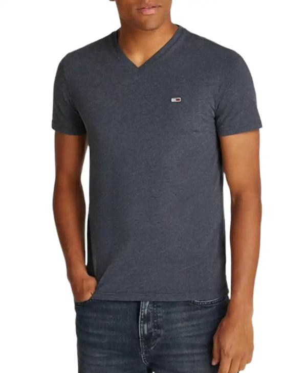Tommy Jeans Mens Slim Jaspe V-Neck T-Shirt Dark Night Navy Northern