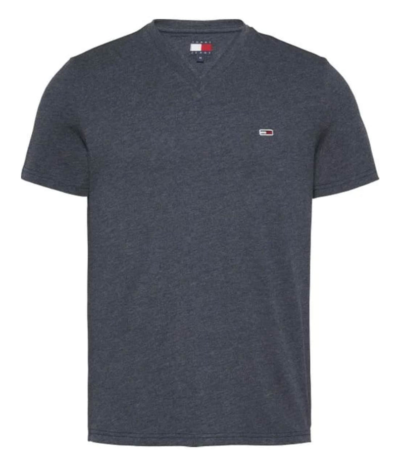 Tommy Jeans Mens Slim Jaspe V-Neck T-Shirt Dark Night Navy Northern