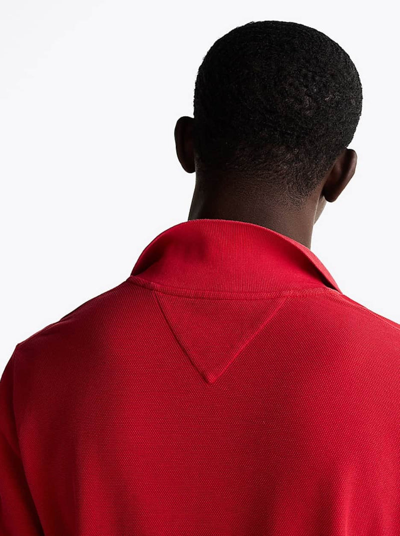 Tommy Jeans Mens Slim Placket Polo Shirt Red Hot Northern Ireland