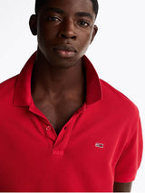 Tommy Jeans Mens Slim Placket Polo Shirt Red Hot Northern Ireland