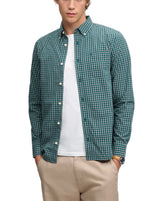 Superdry Preppy Poplin Men's Long Sleeve Shirt Green Check