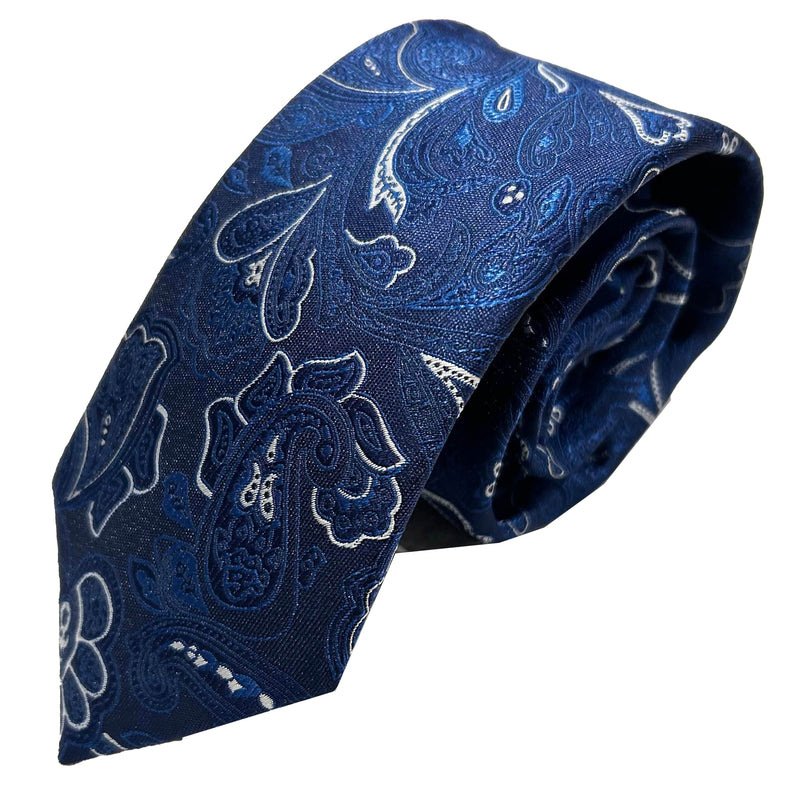 Vichi Mens Tie & Pocket Square Set Paisley Royal Blue Northern Ireland
