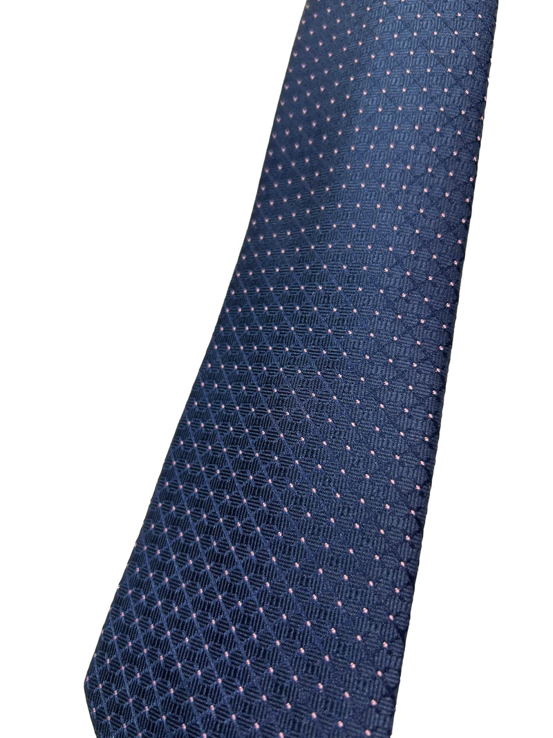 Vichi Tie & Pocket Square Set Navy/Pink Polka Dots Northern Ireland