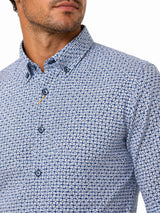 White Label Men’s Blue/Beige Swirl Cross Tapered Fit Long Sleeve