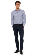 White Label Men’s Blue Geometric Tapered Fit Long Sleeve Shirt