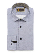 White Label Men’s Blue Geometric Tapered Fit Long Sleeve Shirt