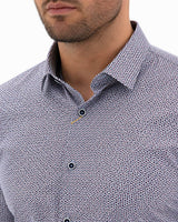 White Label Men’s Blue/Red Geometric Flower Tapered Fit Long Sleeve