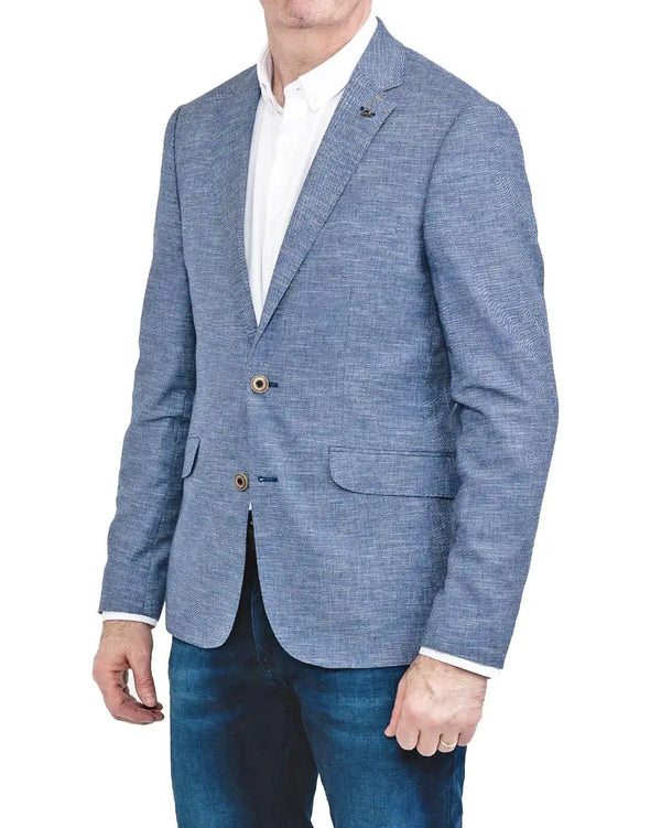 White Label Mens Jacket Tapered Fit Blue Summer Twill Ballynahinch