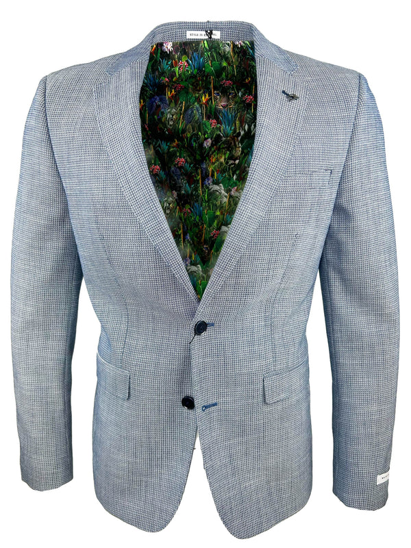 White Label Mens Jasper Jacket Tapered Fit Blue/White Geometric