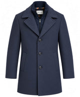 White Label Mens Overcoat With Gilet Insert Navy Melange Northern
