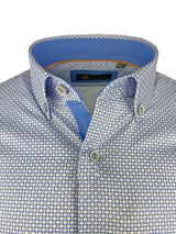 White Label Men’s Shirt Tapered Fit Grey/Blue Square Print