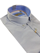 White Label Men’s Shirt Tapered Fit Grey/Blue Square Print