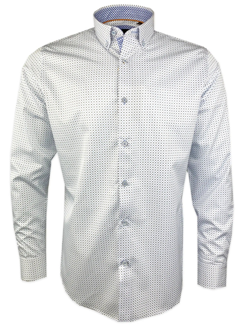 White Label Men’s Shirt Tapered Fit White/Blue Motorbike